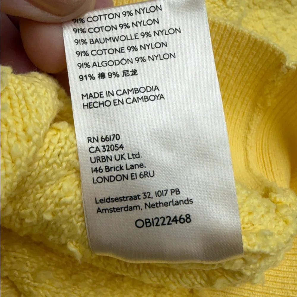 Free People Found My Friend Pullover Sunshine Yellow Crewneck Sweatshirt Sz M - Picture 12 of 12